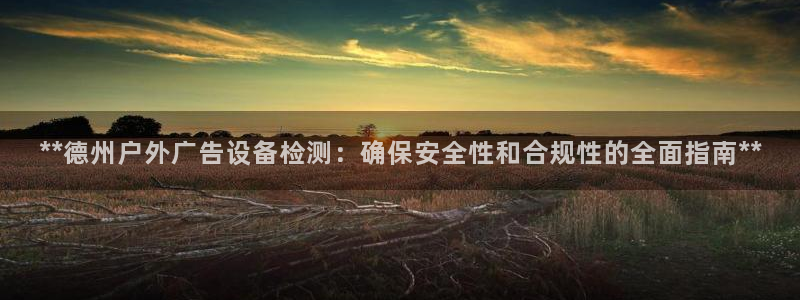 杏宇官方平台官网下载：**德州户外广告设备检测：确保安全性和合规性的全面指南**