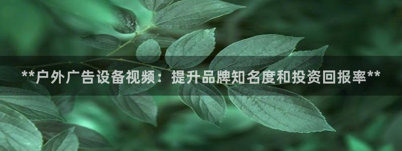 杏宇平台登录步骤图：**户外广告设备视频：提升品牌知名度和投资回报率**